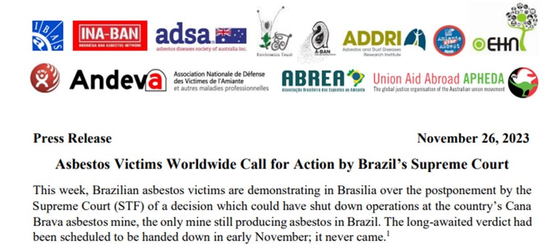 Asbestos Victims Worldwide Call for Action by Brazil’s Supreme Court