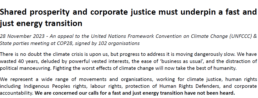 Shared prosperity and corporate justice must underpin a fast and just energy transition
